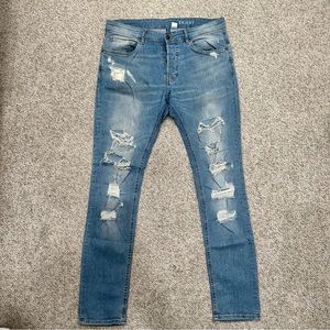 H&M Men’s Blue Ripped Skinny Fit Jeans (Size 33/32)